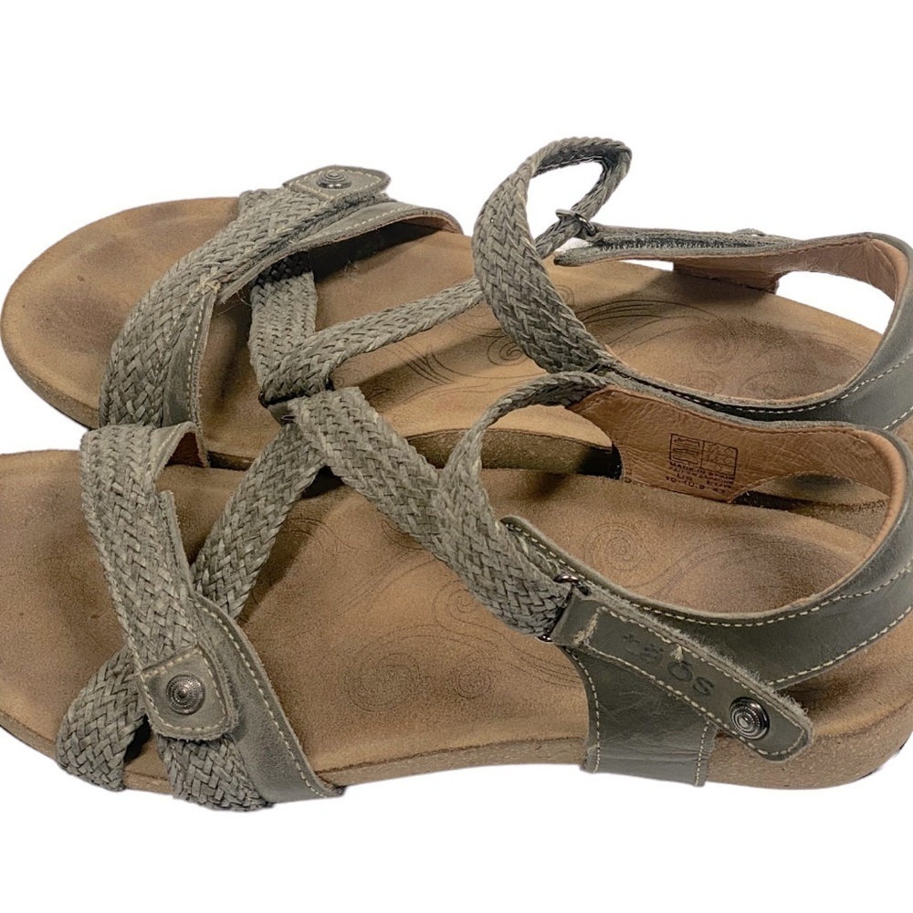 Taos Trulie Sandals Dark Gray Leather Size 10 Adjustable Strap Open Toe - Picture 3 of 5